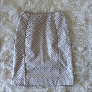 White House Black Market Cream Geometric Pencil Skirt Size 2